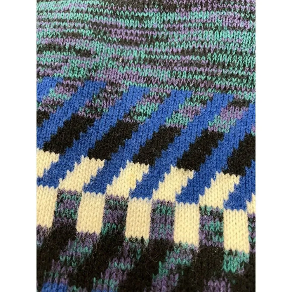Bandit Urban XL Vintage Sweater Blue White Geometric 90’s Y2K